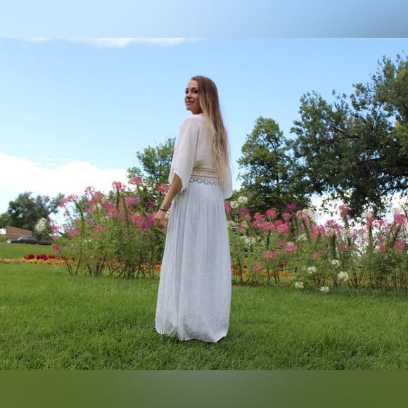 White Lace Flowy Boho Duster - Picture 4 of 4